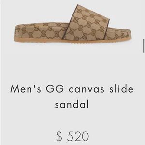 Gucci Mens GG Canvas Slide Sandal